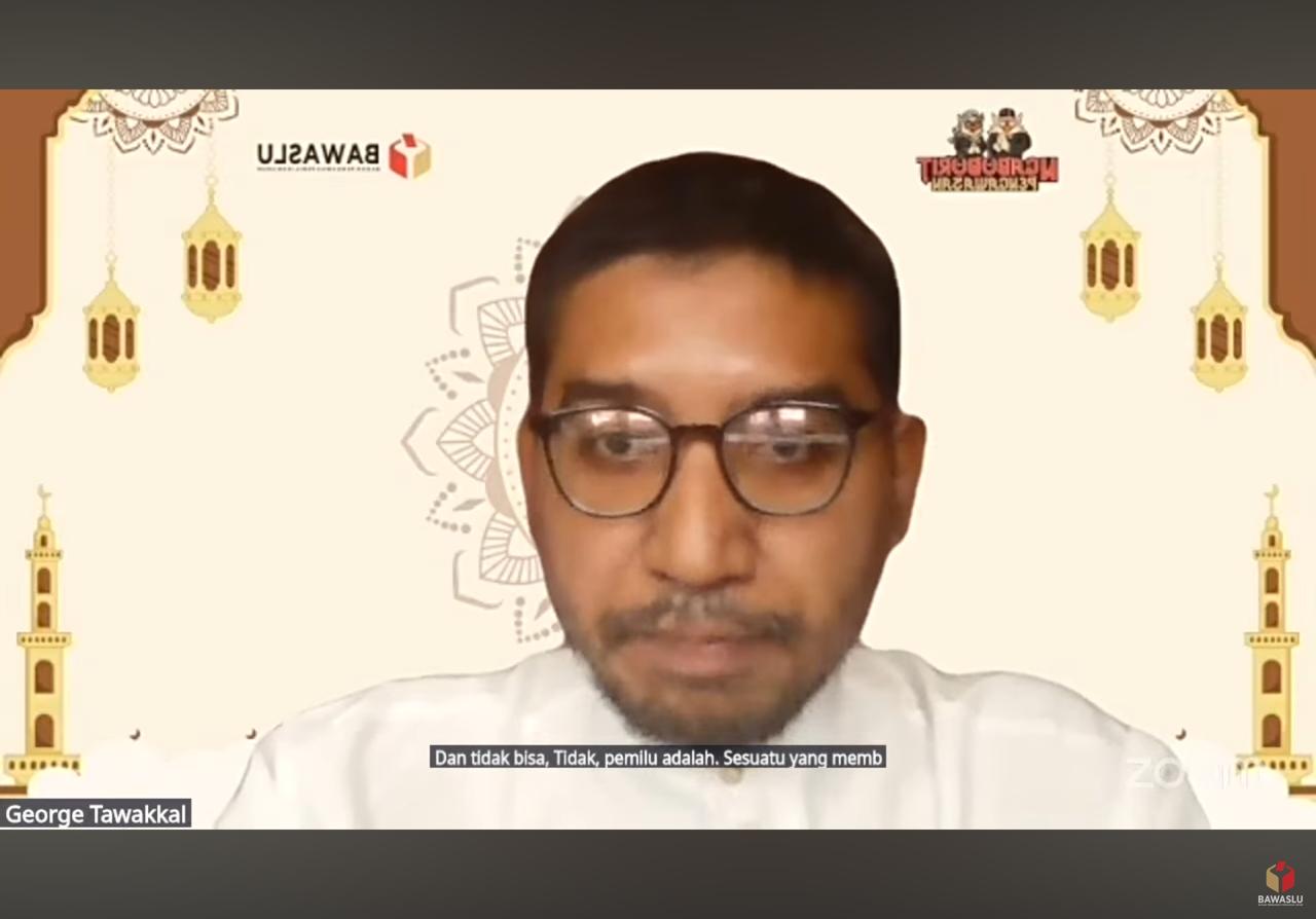 Dosen Universitas Brawijaya George Towar Ikbal Tawakkal dalam Ngabuburit Pengawasan di kanal Youtube Bawaslu RI, Jumat (27/2/2026).