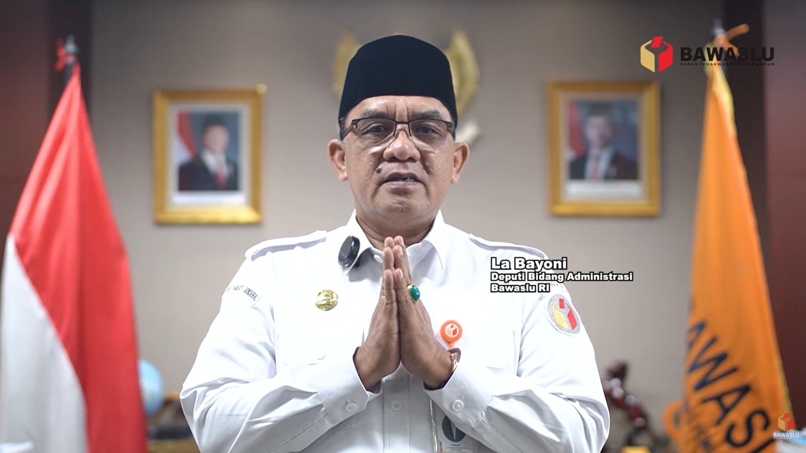 Deputi Bidang Administratif Bawaslu La Bayoni dalam Kultum Ngabuburit Pengawasan yang diselenggarakan secara daring, Rabu (11/3/2026).