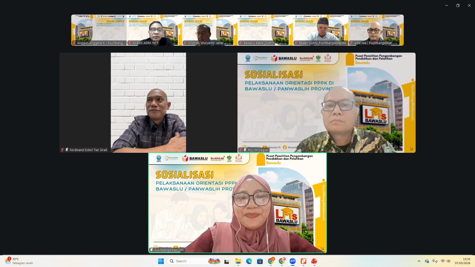 Sekertaris Jenderal Ferdinand Eskol Tiar Sirait saat membuka Orientasi PPPK Tingkat Provinsi 2026 secara daring, Kamis (7/5/2026).