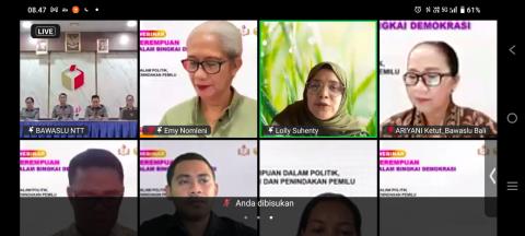 Anggota Bawaslu menjadi keynote speech di Webinar Perempuan dalam Bingkai Demokrasi yang diselenggarakan Bawaslu NTT secara daring, Selasa (30/6/2026).