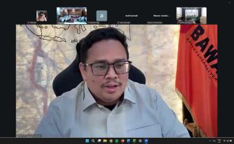 Ketua Bawaslu Rahmat Bagja saat memberikan arahan pada kegiatan Monitoring, Evaluasi, dan Pelaporan Pelaksanaan Program Bawaslu Provinsi Sulawesi Selatan bertema Refleksi Penguatan Kelembagaan dalam Evaluasi Program Pengawasan Pemilu untuk Meningkatkan Integritas Demokrasi, melalui daring, di Jakarta, Jumat (13/3/2026).  