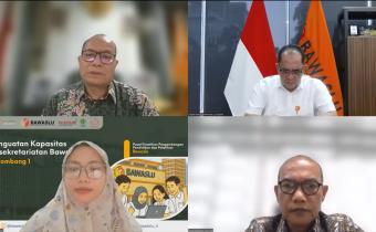 Tangkapan layar kegiatan Penguatan Kapasitas Kesekretariatan Bawaslu Tahun 2026 Gelombang I secara daring, Kamis (18/6/2026).